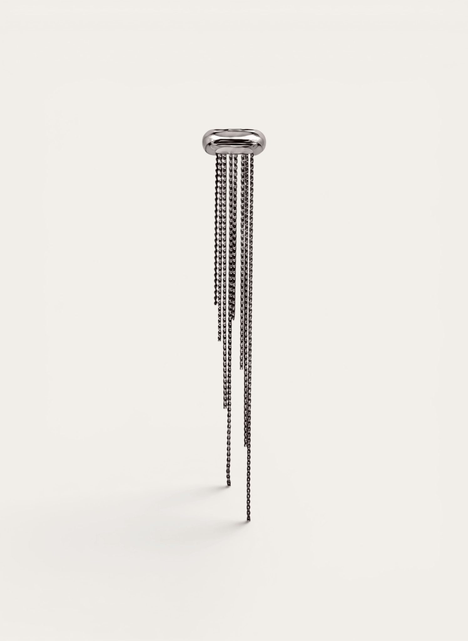 Silver ear cuff with cascading chain fringe