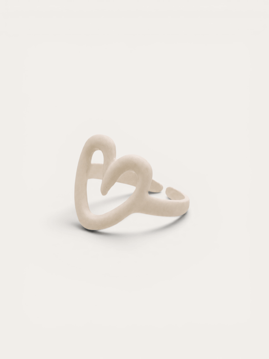 Ivory open heart ring, sculptural finish