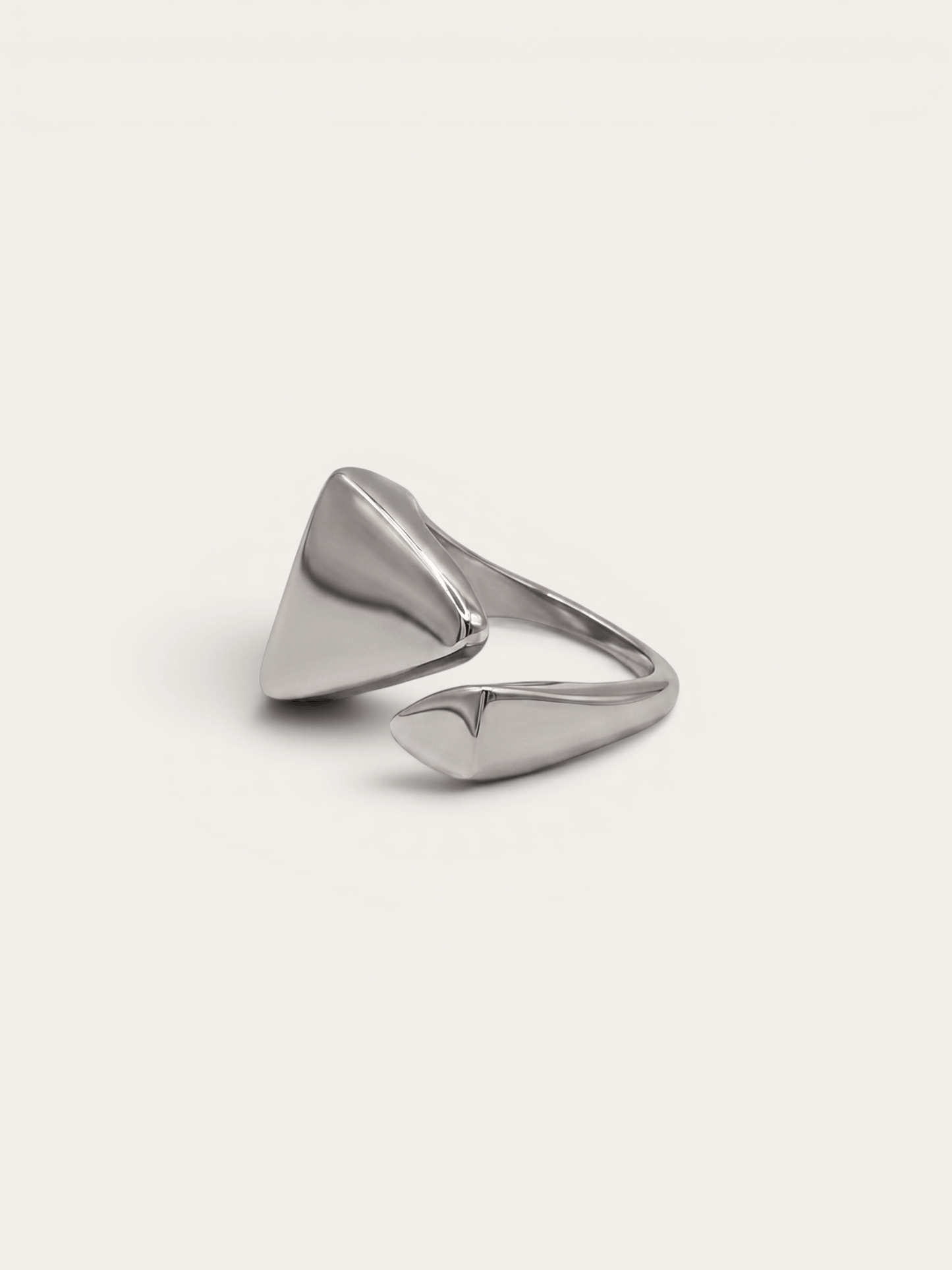 Silver triangle wrap ring, open asymmetric design