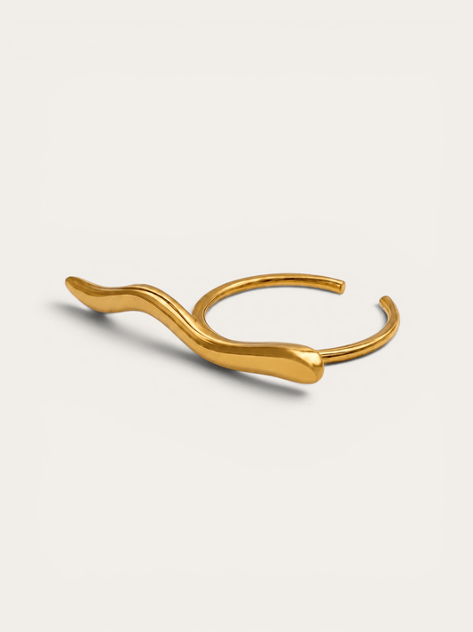 Gold wave curve open ring